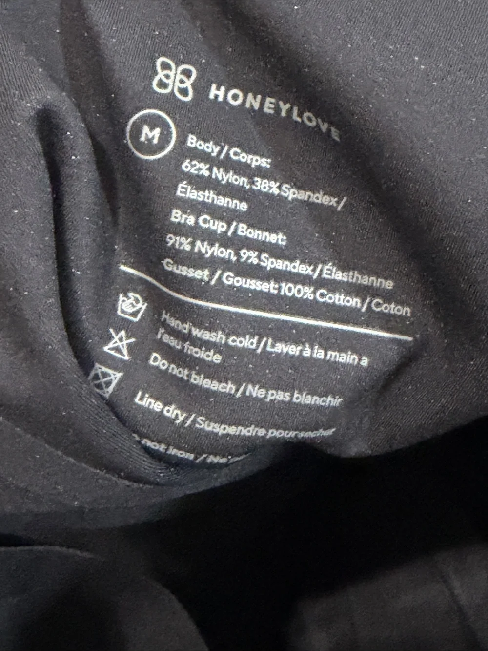 Honeylove Womens Boldness Bodysuit Sz Medium Jet Black Shaping Boned Shapewear